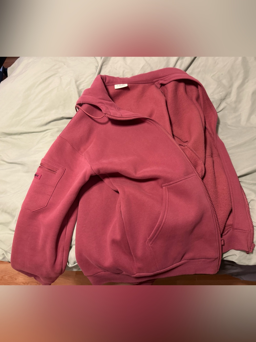 Utility Zip Hoodie Jacket in Dusty Rose